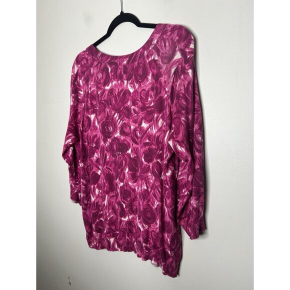 Talbots Sweater Scoop Neck Fuchsia Pink Floral Silk Cotton Blend Plus Size 3X - Picture 8 of 9